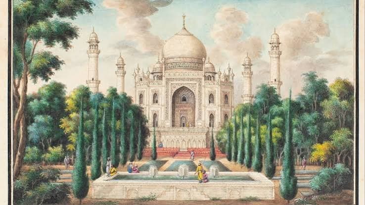 Historic illustration of the Taj Mahal